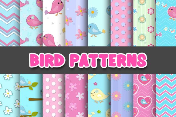 Birds Digital Paper Patterns for Designers