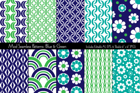 Creative Power with Mod Seamless Patterns Blue Green