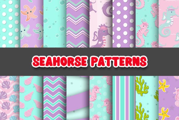 Digital Papers Featuring Seahorse Patterns