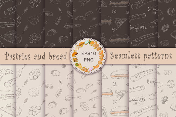 Seamless Patterns with Pastry Designs