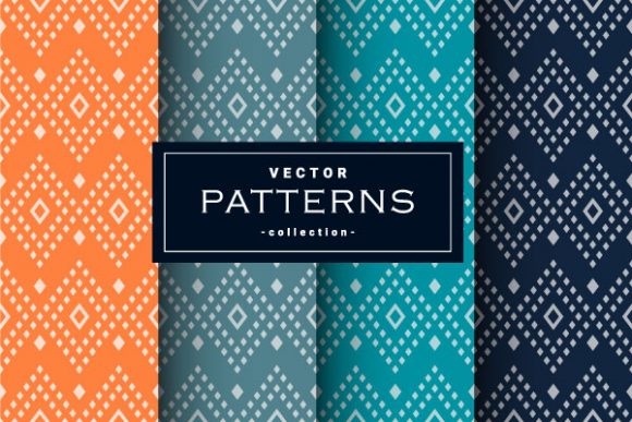Square Seamless Patterns Set in Four