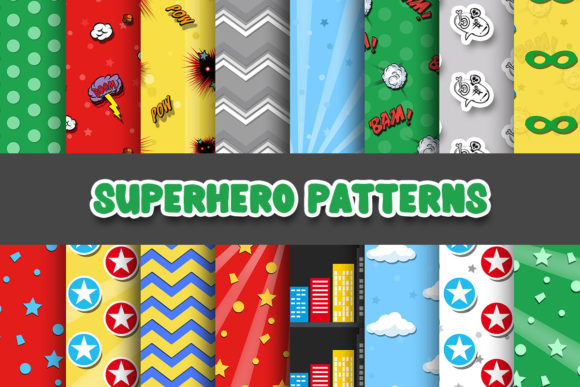 Superhero Digital Papers Patterns for Creative Projects