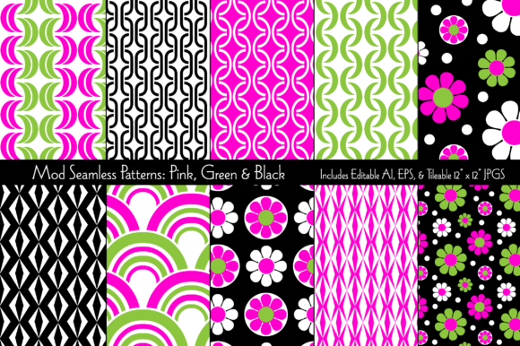 The Art and Utility of Mod Seamless Patterns Pink Green Black